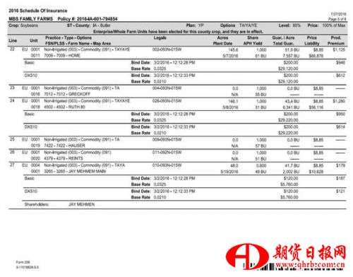 MBS家庭农场2016年险单